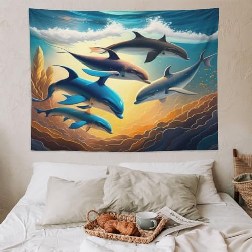 Tapisserie dauphin avec impression haute definition textile 150x200cm - 6