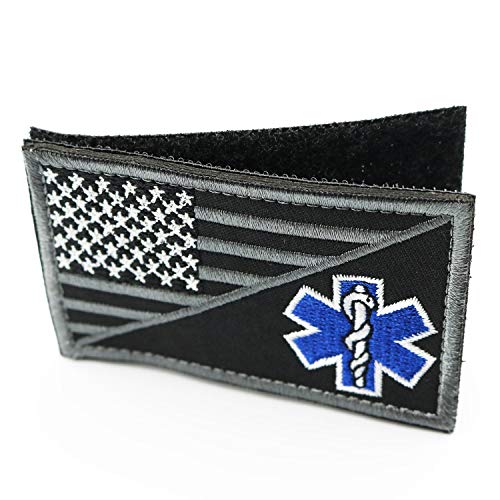 Munan Acu Ems Emt Star Of Life Usa Flag Subdued Paramedic Medical Tactical Army Gear Fastener Patch #TOP2
