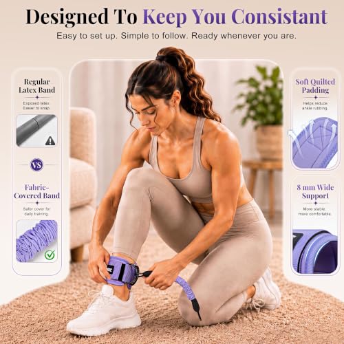 Image of Glute Workout Equipment, Ankle Resistance Bands with Cuffs & Fabric Bands Set for Women, Exercise Board for Kickbacks,Glutes, Hip Thrusts, Thighs & Legs Workout,Portable Home Gym Fitness
