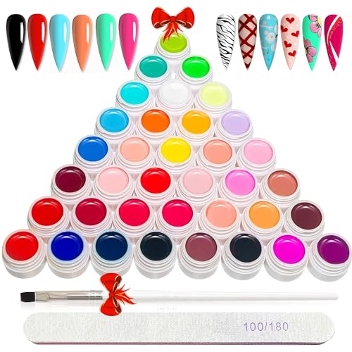UV Nagellack Set, 36 Farben Gel Nagellack Set, UV Farbgel Set mit Nagelfeile und Nagelpinsel, Gel nägel Farben, Nagellack Nail Polish für Nail Art Nagel-Design