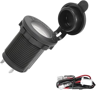 12V/24V Car Cigarette Lighter Socket, Waterproof Dustproof Lighter Power Outlet Socket Receptacle, Automotive Replacement Interior Accessories for Car Boat Marine Motorcycle ATV RV Truck (White)