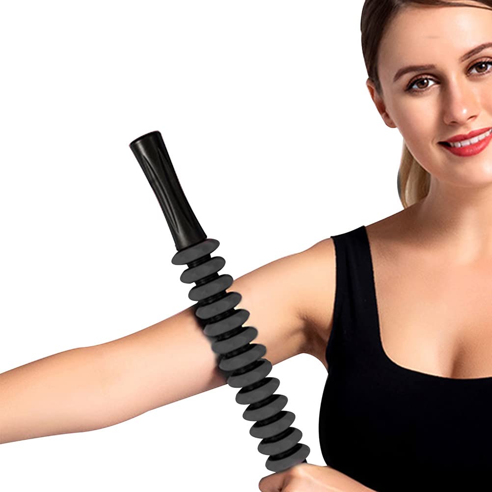 Dioche Wałek do Masażu Mięśni Kijki do Masażu Ciała Wysokiej Jakości Przenośny z Antypoślizgowym Uchwytem dla Sportowców Entuzjastów Fitnessu PVC PET Stal Nierdzewna Różowy (BLACK)