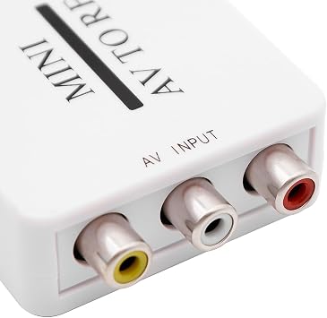 Bidirectional RCA/Composite AV To RF Modulator Converter AV2 Adapter PAL/NTSC/SECAM To PAL/NTSC TV System Compatible with DVD/VCR/PS/Projector (White, Plug and Play)