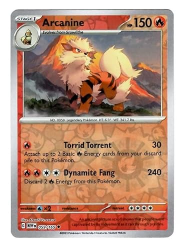 Pokemon - Arcanine 059/165 151 - Reverse Foil - Single Card