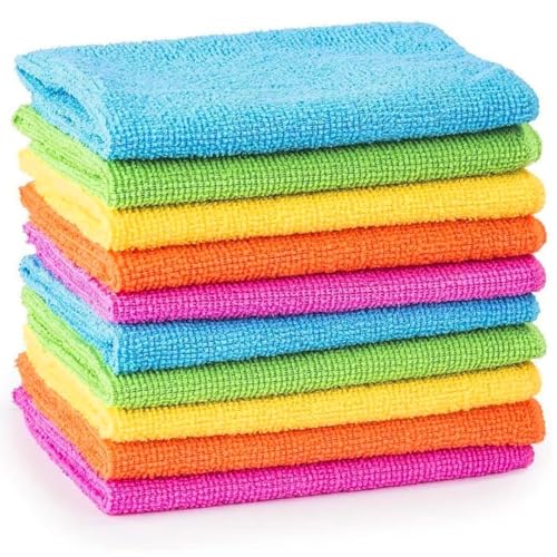 MTS (10) - MTS 10/20/30/40/50 Microfibre Cleaning Cloths Dusters Car Bathroom Polish Towels (10) Multi-coloured