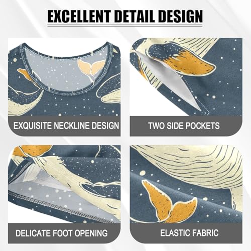 ALAZA Whale Starry Star Pajamas Set Short Sleeve Cotton Sleepwear Summer Pjs 2 Piece 5-14Y4