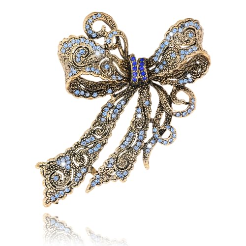 Image of Rhinestone Bow Brooch Vintage Crystal Large Bowknot Brooches for Women Brooch Pin Wedding Fashion Jewelry Accessories,Women Gift