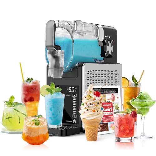 Machine à Glaçons – 2,5 L Slushie Machine, pas besoin de glace, avec écran LED, 6 programmes prédéfinis pour margaritas, frappés, milkshakes,...
