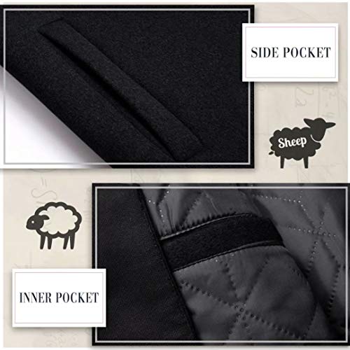 iCKER Mens Trench Coat Winter Wool Blend Jacket Overcoat Long Top Coat Warm Pea Coat4