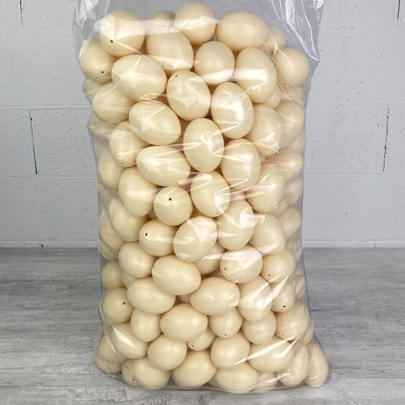 XXL 250 Eier aus Kunststoff, cremefarben, elfenbeinfarben, Höhe 6 cm, Dekoration für Ostern und Eierjagd
