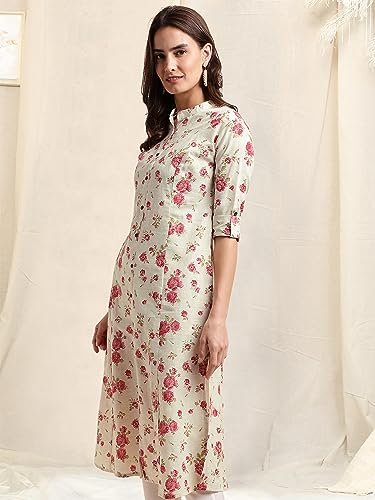 Image of MIRCHI FASHION Women Rayon Sequin Embroidery and Polka Dots Print Straight Kurta