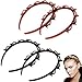 Produktbild 4 Stück Frisurenhilfe Haarreif mit Klammern, Double Bangs Frisur Haarnadel, Twist Haarband Stirnband Haarhalter Haarschmuck für Frauen Damen Mädchen (Schwarz, Braun)