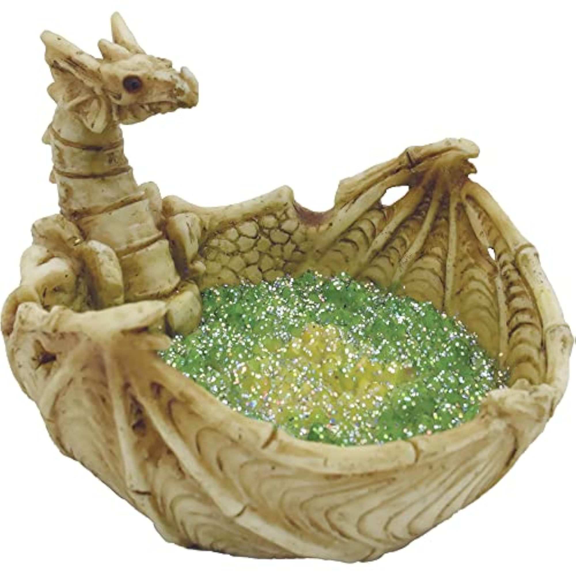 5" Bone Dragon Glitter Ashtray, Handcrafted Unique Design