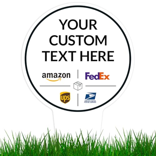 Image of Custom Package Delivery Sign, Delivery Instructions, 7x13 Inches Round Shape, Aluminum Composite Made in USA by Sigo Signs