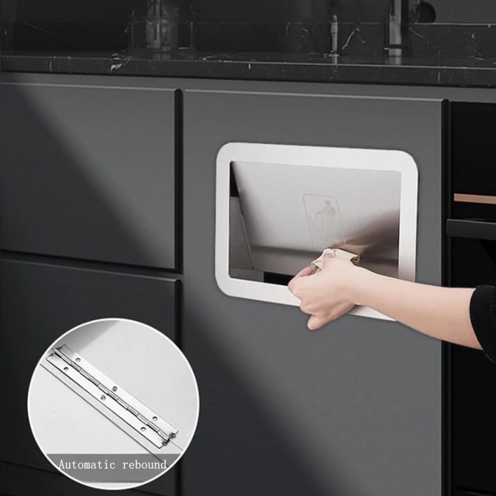 Pattumiera da banco con coperchio 15L Pattumiera da incasso Coperchio in acciaio inox Pattumiera da cucina Occhiello Pattumiera da incasso Coperchio Pattumiera con sportello di bilanciamento