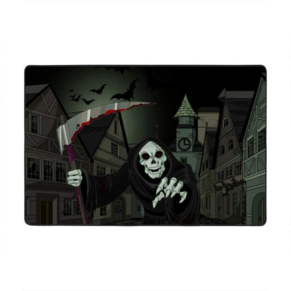 Tapis Halloween faucheuse noir pour transformer votre salon cet automne