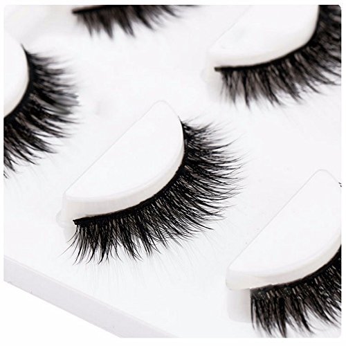 False Eyelashes Makeup DiChi 100% Hand-made Natural 3D Black Soft Eye Lashes 3 Pairs with Fake Eye Lash Tweezers Applicator Clip