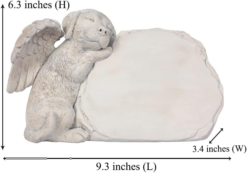 Personalized Dog Angel Memorial Garden Statue- Engraved Pet Dog Grave Marker Stone - Customizable Pet Memorial Gift with Any Word.