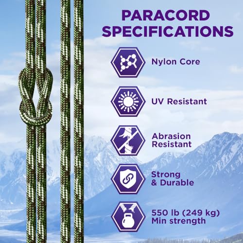Image of TECEUM Reflective Paracord Rope 1000 - 1000ft /200ft /100ft /50ft - 40+ Colors - Glow in the Dark - para Cord - Utility Rope for Survival, Hunting & Camping Gear - Nylon String, Camping Rope, Tent Cord