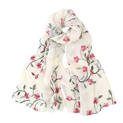 Lightweight Scarves Fashion Flowers Print Women Cotton Wrap Long Scarf Head Muffler Elegan Shawl Sunscreen Gift