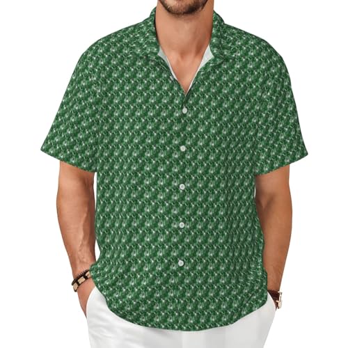 Chemise à manches courtes en imprimé feuilles de palmier vertes : l'élégance tropicale masculine
