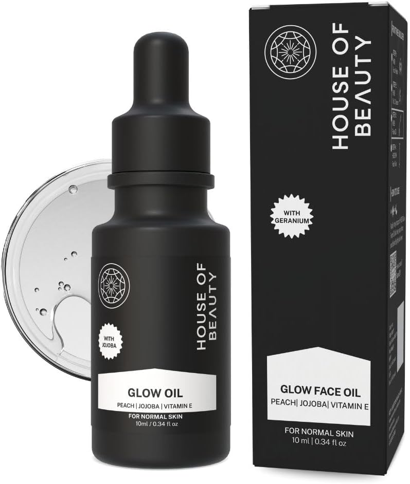 Peach & Jojoba with Vitamin E - Glow Face Oil for skin brightening, reduce wrinkles, dark spots, Hydrating, Natural & Nourishing Facial Oil for Radiant Skin, Lightweight & Non-Greasy