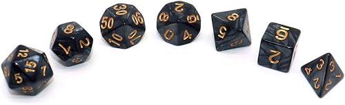 Miniatura 11 de DND - Juego de dados blanco perla para Dungeon and Dragons D&D Pathfinder MTG, juegos de rol, dados poliédricos RPG Blanco perla,Nebulosa negra