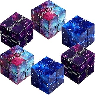 Gejoy 6 Pieces Infinity Fidget Toy Stress Anxiety Relief Mini Hand Held Galaxy Space Fidget Toy for Adults and Kids with ADD ADHD Killing Time, Starry Color, Starry Blue, Starry Purple
