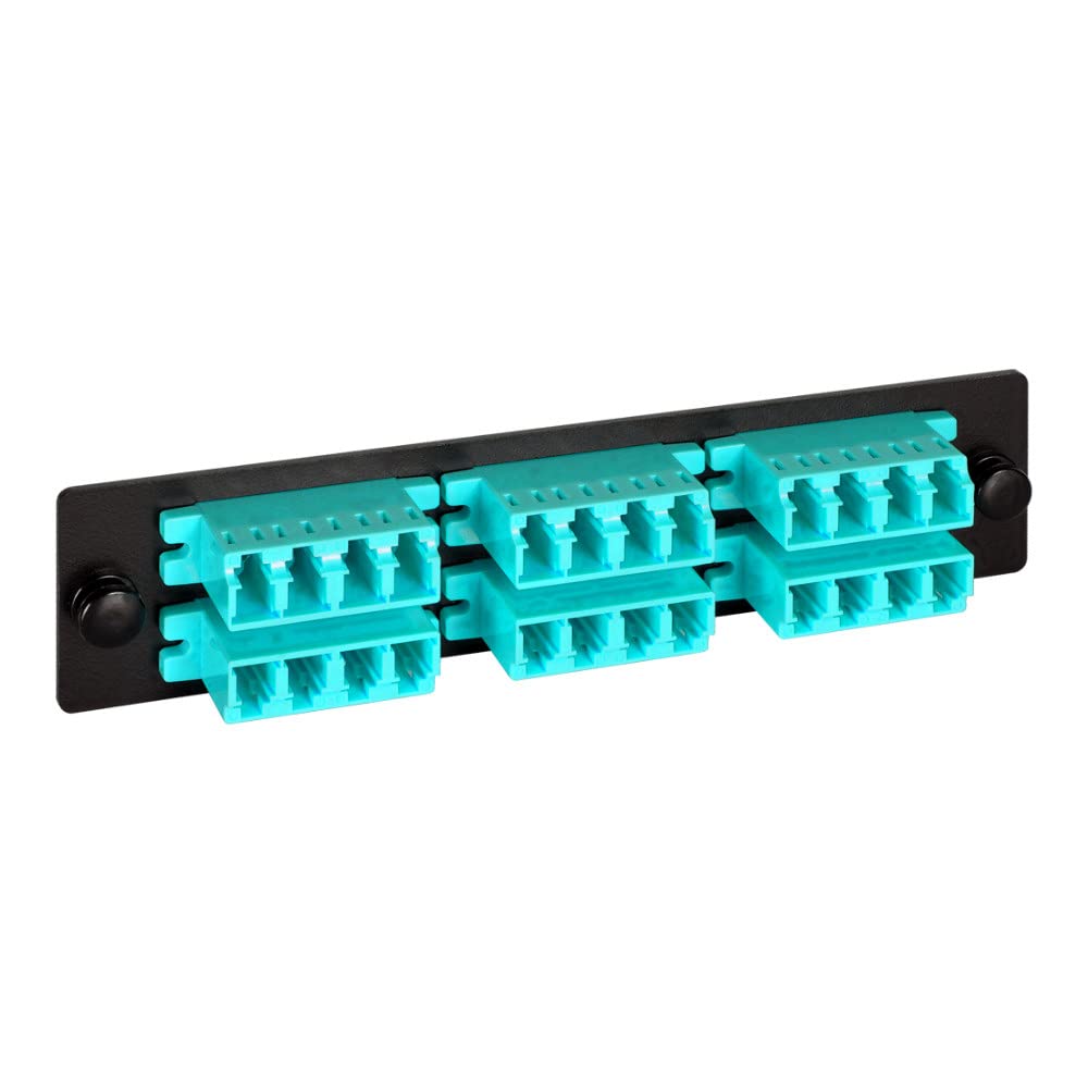 ICCClassic LC-LC Fiber Optic LGX Compatible Adapter Panel with 6 x LC Aqua Multimode Quad Adapters for 24 Fibers - High-Performance and Reliable Fiber Connectivity Solution