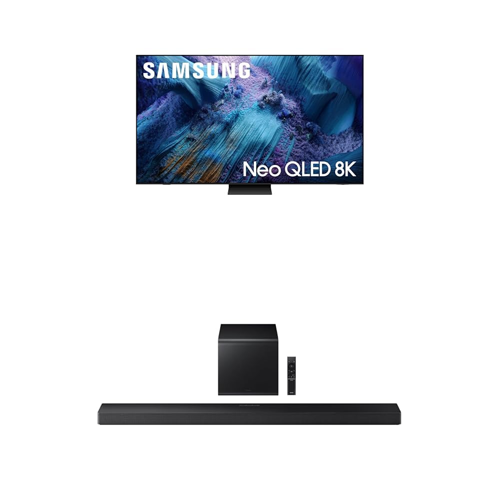 Samsung 75-Inch Class Neo QLED QN990F 8K Mini LED Smart TV (2025 Model) NQ8 AI Gen3 Processor + Samsung Q-Series Soundbar HW-QS700F 3.1.2 ch Subwoofer (2025 Model)