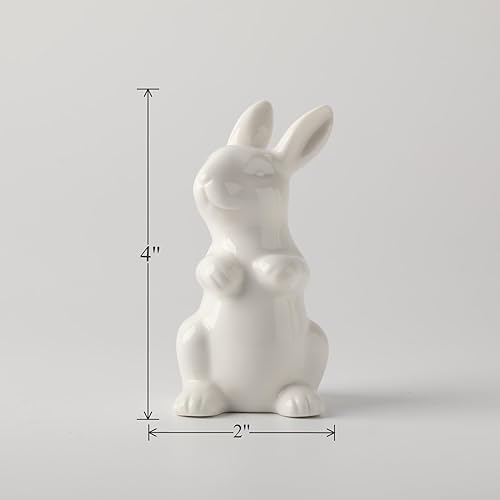 Miniatura 10 de EASIMECOR Figura de conejo de cerámica de conejo, conejito de cerámica, conejito de porcelana para decoración de Pascua, decoración de primavera,