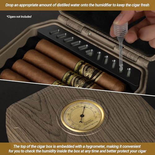 image for AWOTE Travel Cigar Humidor Cigar Case with Cigar Lighter, Cedar Lined 
