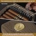 AWOTE Travel Cigar Humidor Case - Cedar Lined, V Cut Cutter, Portable Humidor with Humidifier & Hygrometer, Holds 7-9 Cigars, Includes Lighter - Gift Set