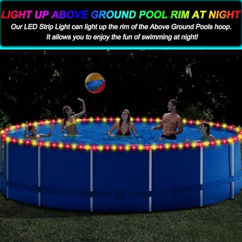 Luzes de piscina acima do solo, luzes de corda de piscina para piscinas acima do solo | Luzes de aro