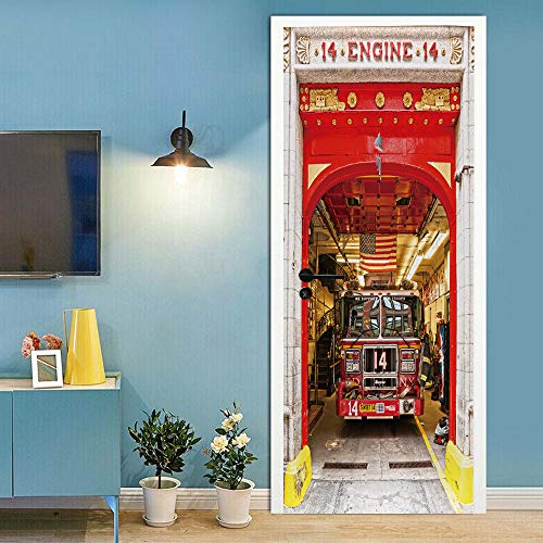 Türtapete selbstklebend Türposter 14 Autobus Abnehmbar Fototapete Türfolie Poster Tapete 90x200cm Cover