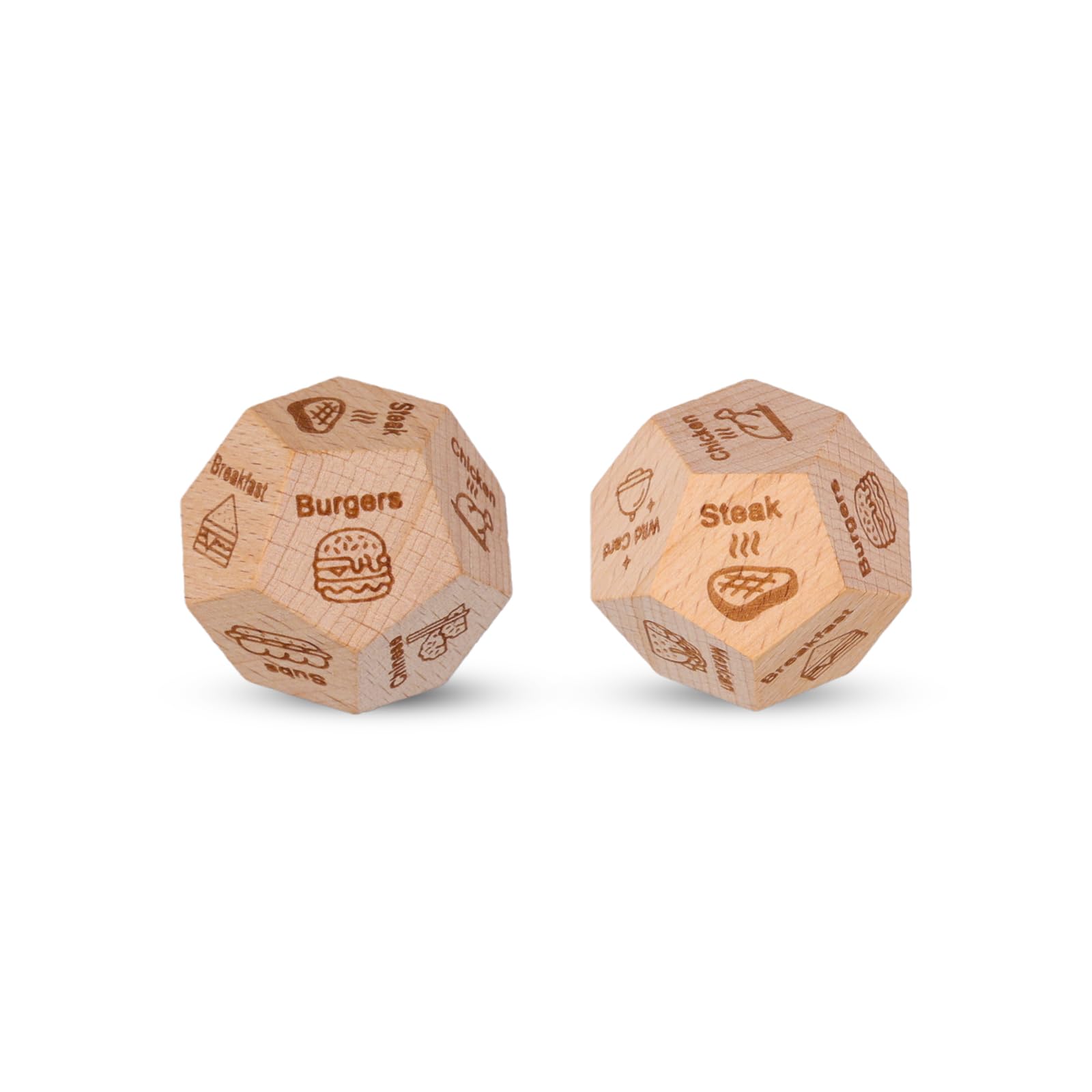 XIHIRCD 2pcs Food Decision Dice, Wooden Date Night Dice Whats for