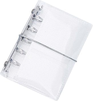 AxeWoodz Clear A8 Binder PP Trifold Binder with Bandage Loose Leaf 5 Ring Budget Transparent Cash Stuffing Personal Planner