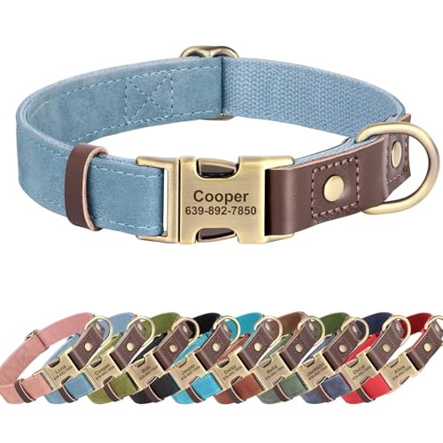 Image of Personalized Dog Collars, Quick Release Buckle, Denim Blue,XL