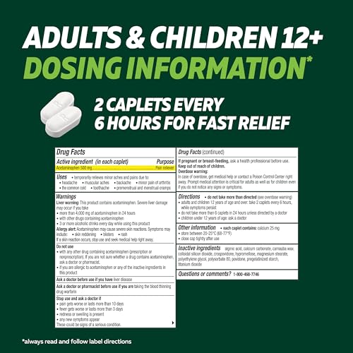 Image of Excedrin Rapid Relief Caplets, 500mg Acetaminophen, 20 Count | Clinically Proven to Absorb Fast for Pain Relief That Begins in 15 minutes , Caffeine Free, Aspirin Free