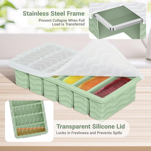 Image of 1 /2 Cup Silicone Freezer Molds with Lid, 2-Pack Silicone Freezer Trays for Soup, Sauce & Broth - Meal Prep Containers, Large Ice Cube Tray, Oven & Dishwasher Safe