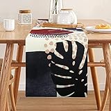 Diseño: Con impresión de transferencia digital, los patrones tienen un color vivo y brillante, no se desvanece ni sangra. camino de mesa boho, vendimia y país, diseño moderno, añade textura a tu mesa, combinar con cualquier vajilla, vajilla, servilletas, manteles individuales, centros de mesa.