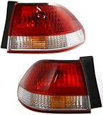 Evan-Fischer Tail Light Assembly Compatible with 2001-2002 Honda Accord Halogen Clear & Red Lens Set of 2 Passenger and Driver Side