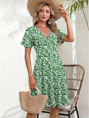 Image of Zeagoo Womens Summer Dresses Wrap V Neck Dress Floral A-Line Ruffle Sleeve Casual Sundress with Pockets 2026