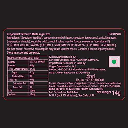 Image of IMPACTMINTS Sugar-Free Mints Ice Flavor 14G, For Everlasting & Pleasant Breath, Product Of Germany, Pocket Friendly Mints In Classic Tin Packaging (Pack of 2)