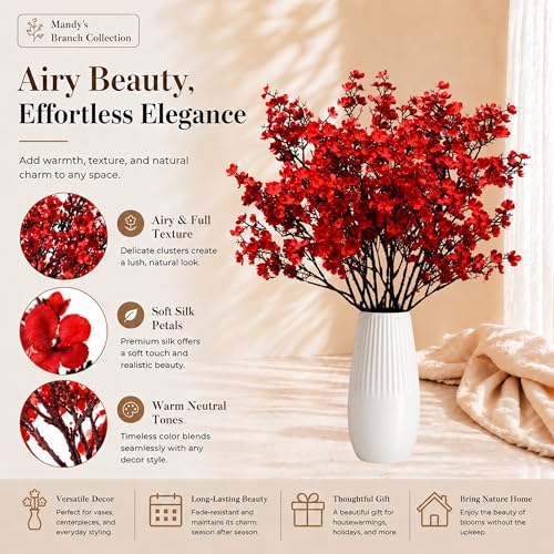 Image of Mandy's 6 Bundles Artificial Red Baby's Breath Flowers