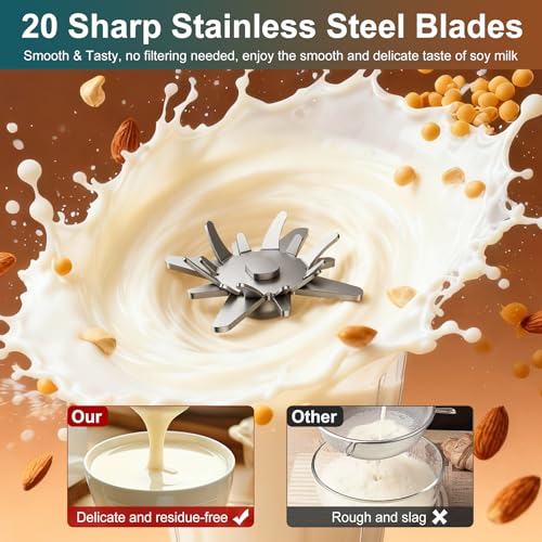 Image of 8 in 1 Nut Milk Maker Machine, 40oz Soy Milk Maker Blender, Homemade Soy Milk, Oat Milk, Almond Milk, Juice, Plant Based and Non Dairy Beverages, 12H Delay Start | Keep Warm | Self Cleaning, White