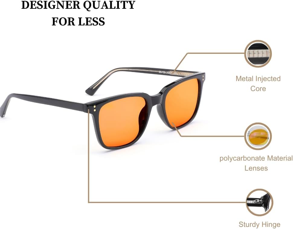 99% Blue Light Blocking Reading Glasses Women Men, Relieve Eye Strain, Sleeping Glasses, Amber Glasses