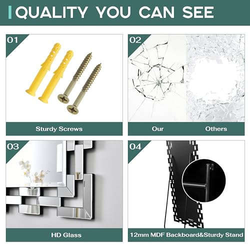 Image of Wall Mirror Decorative - 21 * 63 Inches Large Rectangular Full Length Mirror for Living Room, Modern Accent Glass Wall Mirror for Bedroom, Office