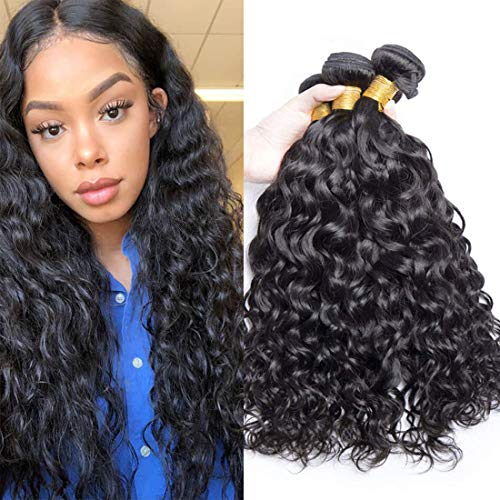 Water Wave hair Bundles with Free Part Closure Virgin Hair and Unprocessed Human Hair Extension