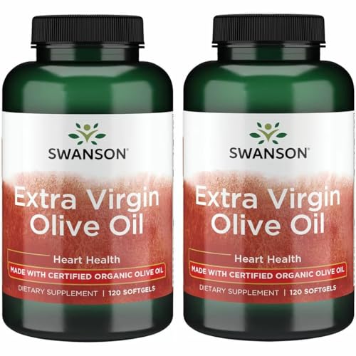 Swanson Extra Virgin Olive Oil - Supports Heart Health* - Made with Cold-Pressed Certified Organic Olive Oil - Contains Antioxidant Polyphenols & Fatty Acids - Non-GMO - 120 Softgels (3 Pack)